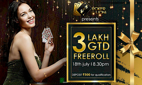 3 lakh GTD freeroll tournament from PokerLion