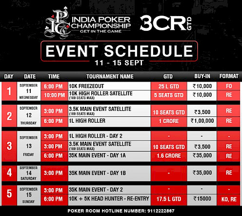 India Poker Event Schedule