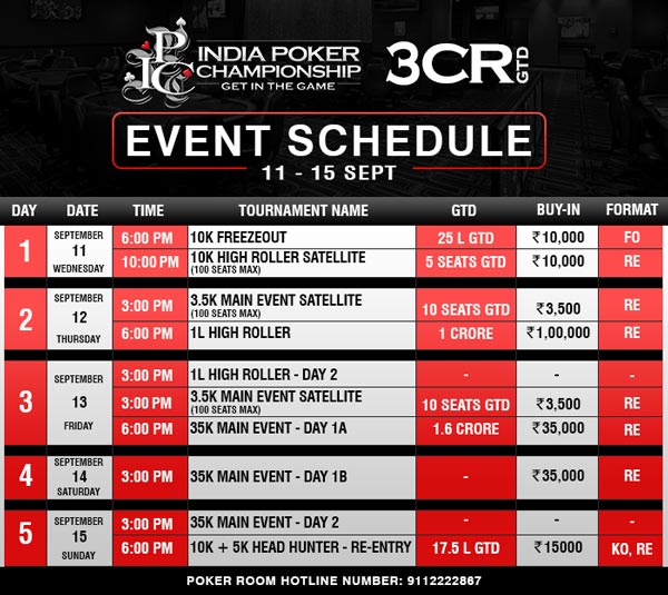 India Poker Event Schedule